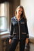 Hera Womens Black Satin Pyjamas - Model Lifestyle | Bown of London